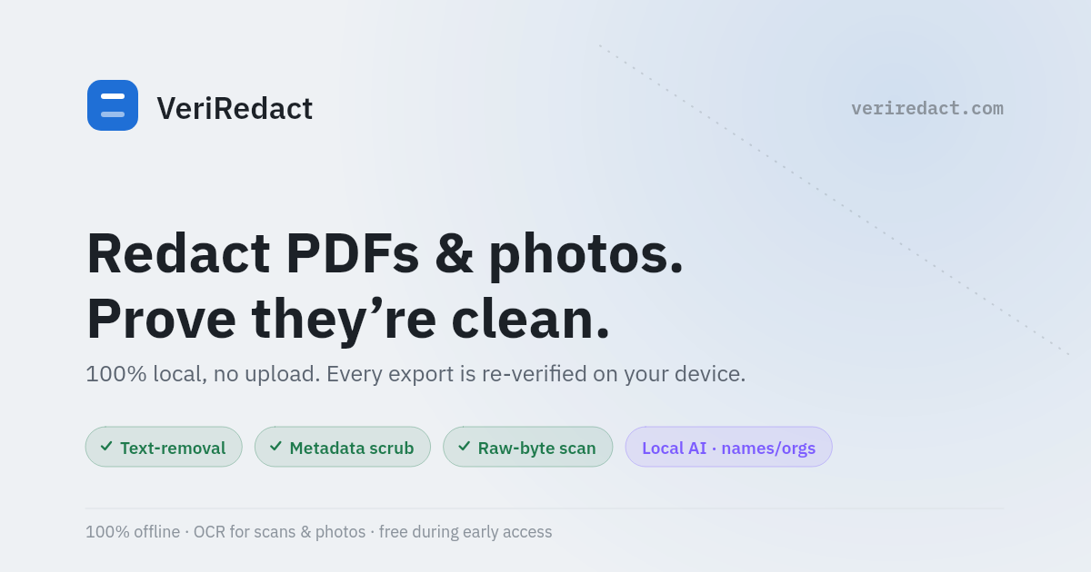 VeriRedact: Offline PDF редактор для защиты личных данных
