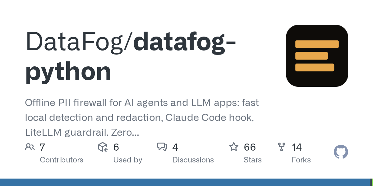 DataFog Python: оффлайн-файрвол для PII в AI приложениях