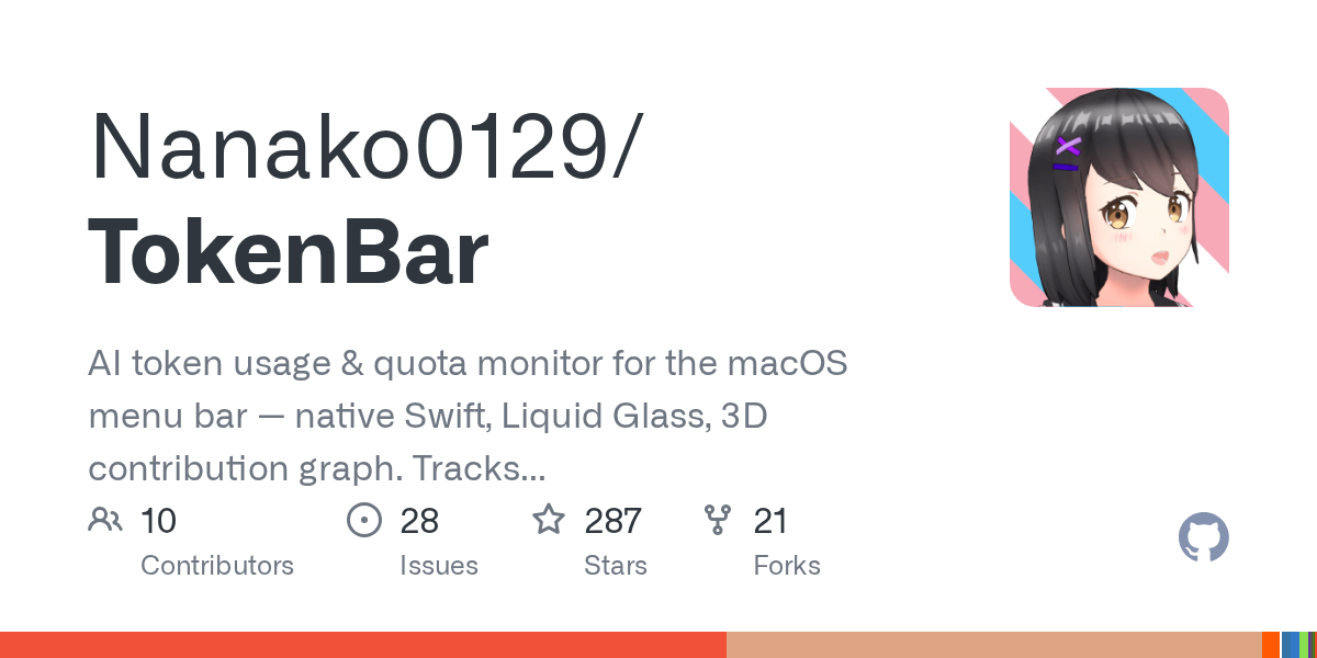 TokenBar: Мониторинг использования токенов AI для macOS