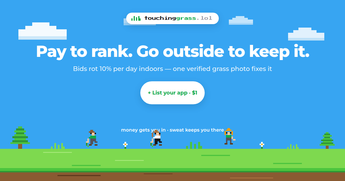 Touching Grass: Рейтинг теряет 10% в день без фото на улице