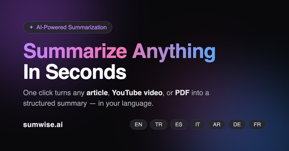 Sumwise: структурированные резюме для YouTube, статей и PDF