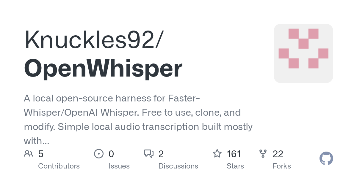 OpenWhisper: бесплатная альтернатива Wispr Flow с 160 звёздами на GitHub