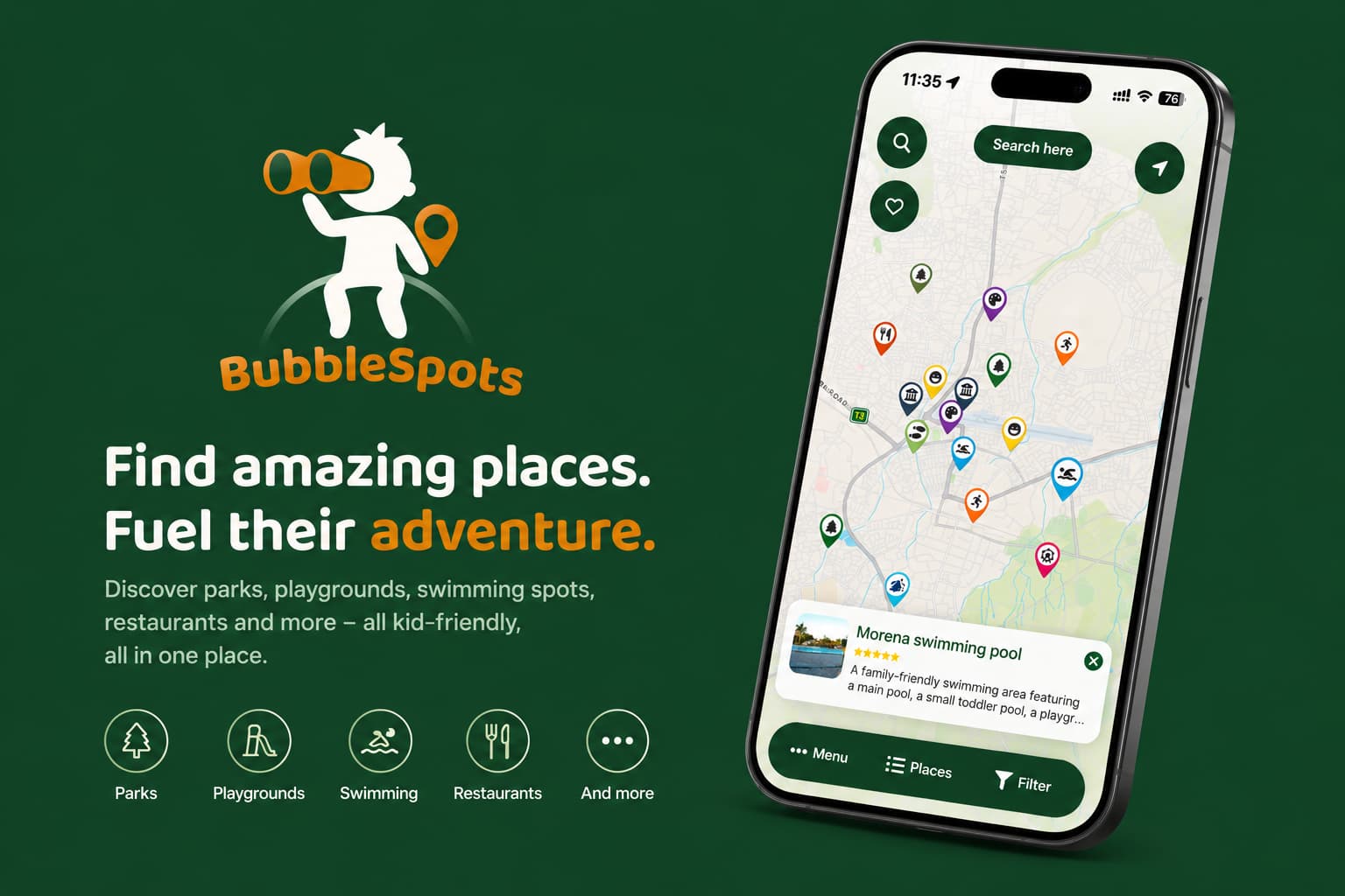 Бесплатное приложение для путешествий с детьми — Bubble Spots
