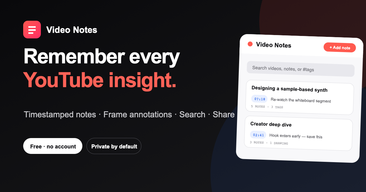 Video Notes: удобные заметки и аннотации для YouTube
