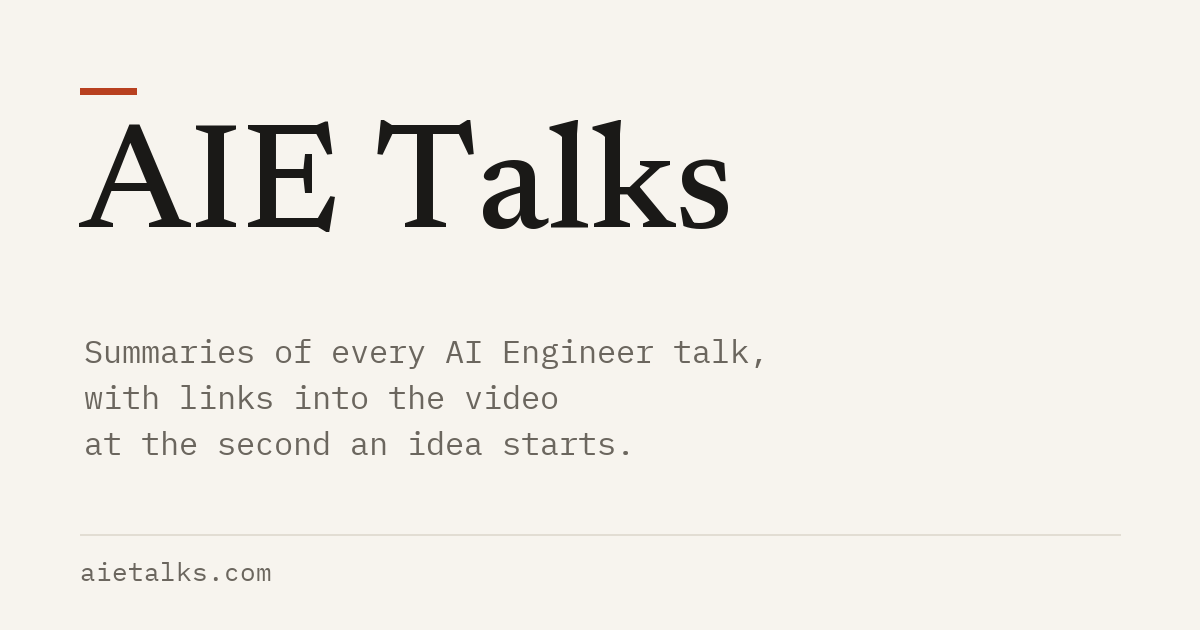 Индексация выступлений AI Engineer на YouTube с помощью AIE Talks