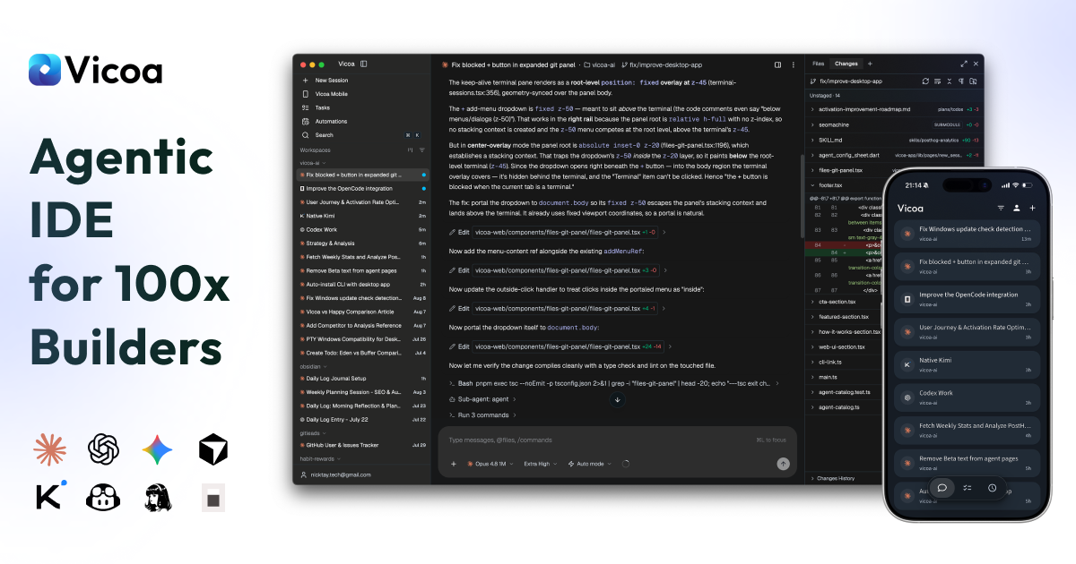 Vicoa: открытый агентный IDE с 50k загрузками