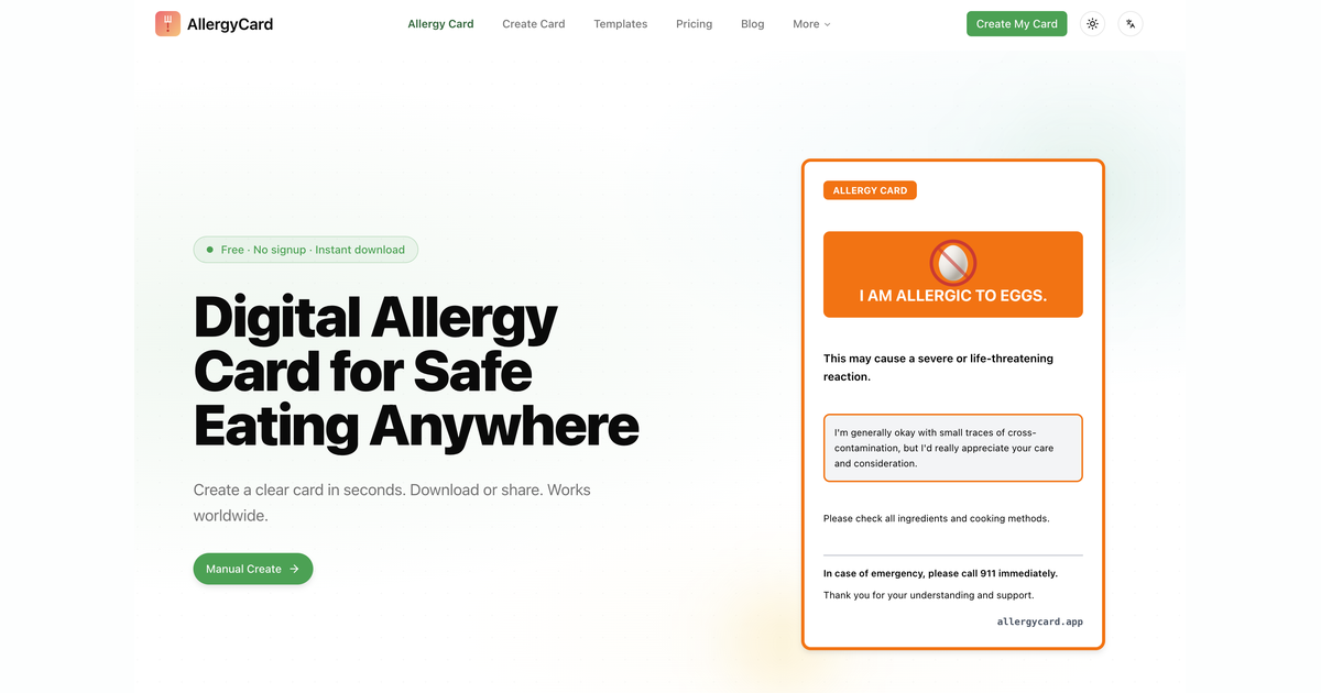 Создайте двуязычные карточки для ресторанов с AllergyCard