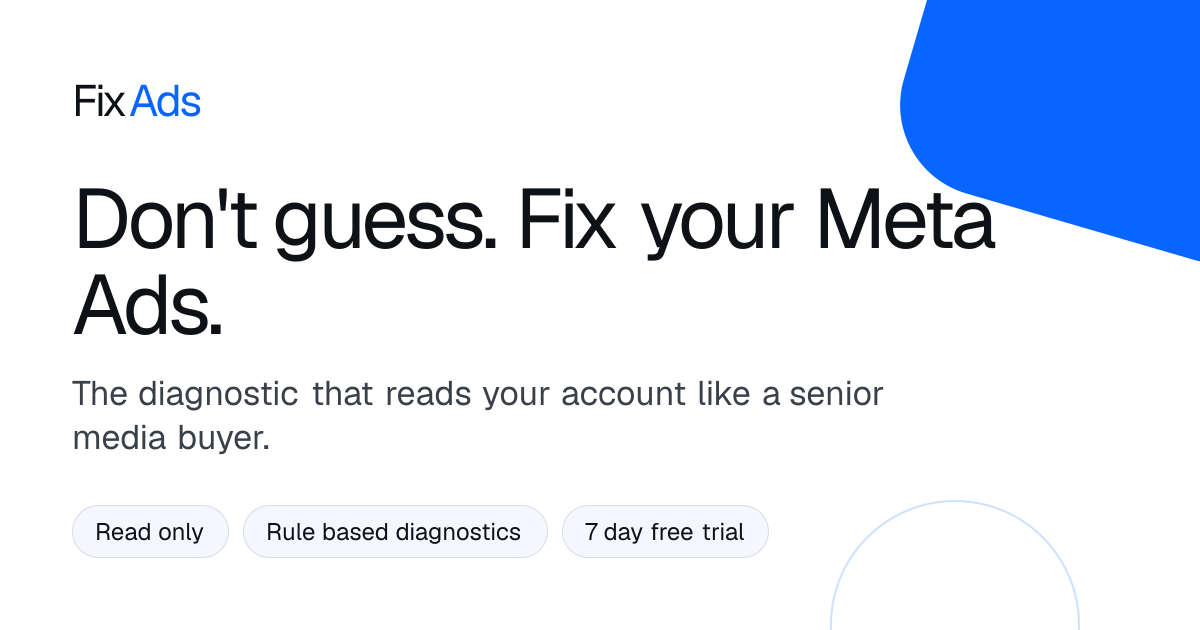 FixAds: ежедневная диагностика рекламных аккаунтов Meta