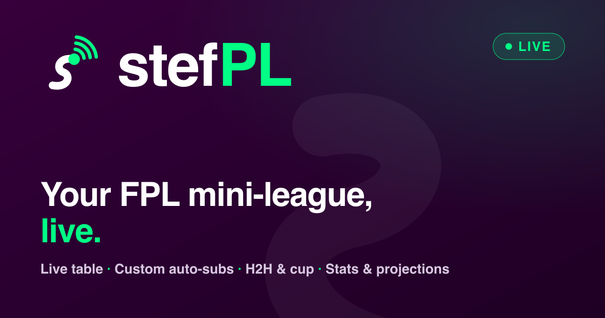 stefPL: Мини-лига трекер для Fantasy PL без рекламы