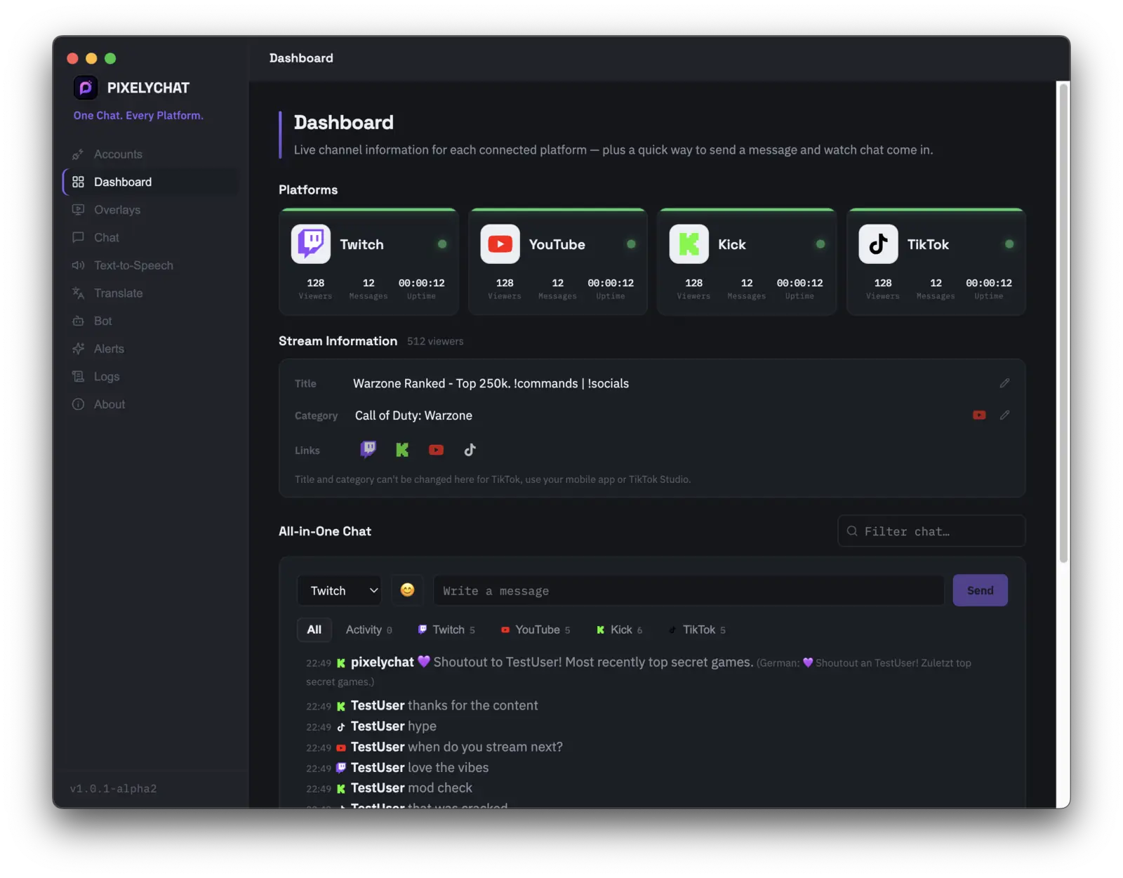PixelyChat: инструмент для стримеров с объединением чатов