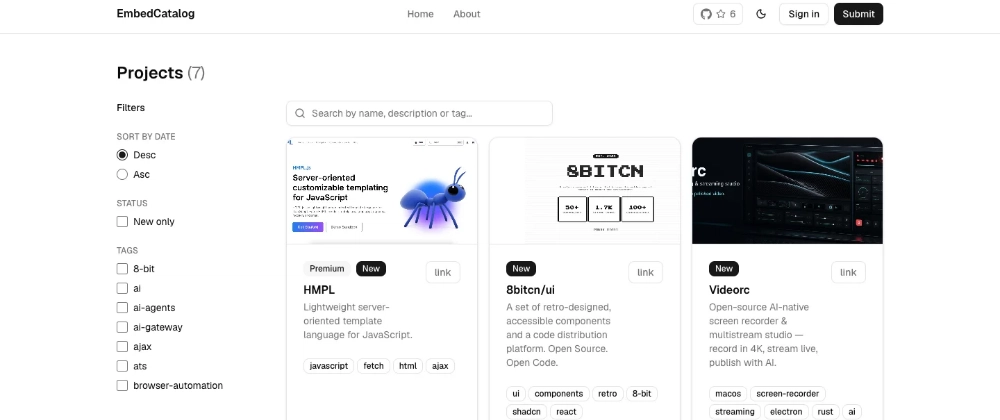 Новый каталог EmbedCatalog для ваших проектов