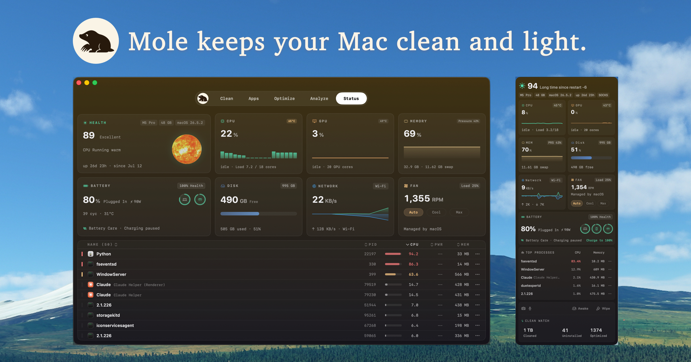 Как разработчик создал Mac cleaner Mole сначала как CLI, затем как GUI