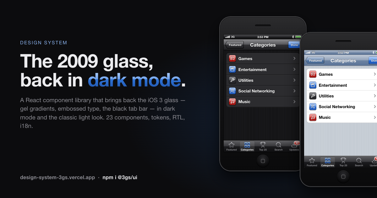 React библиотека для воссоздания интерфейса iPhone 3GS