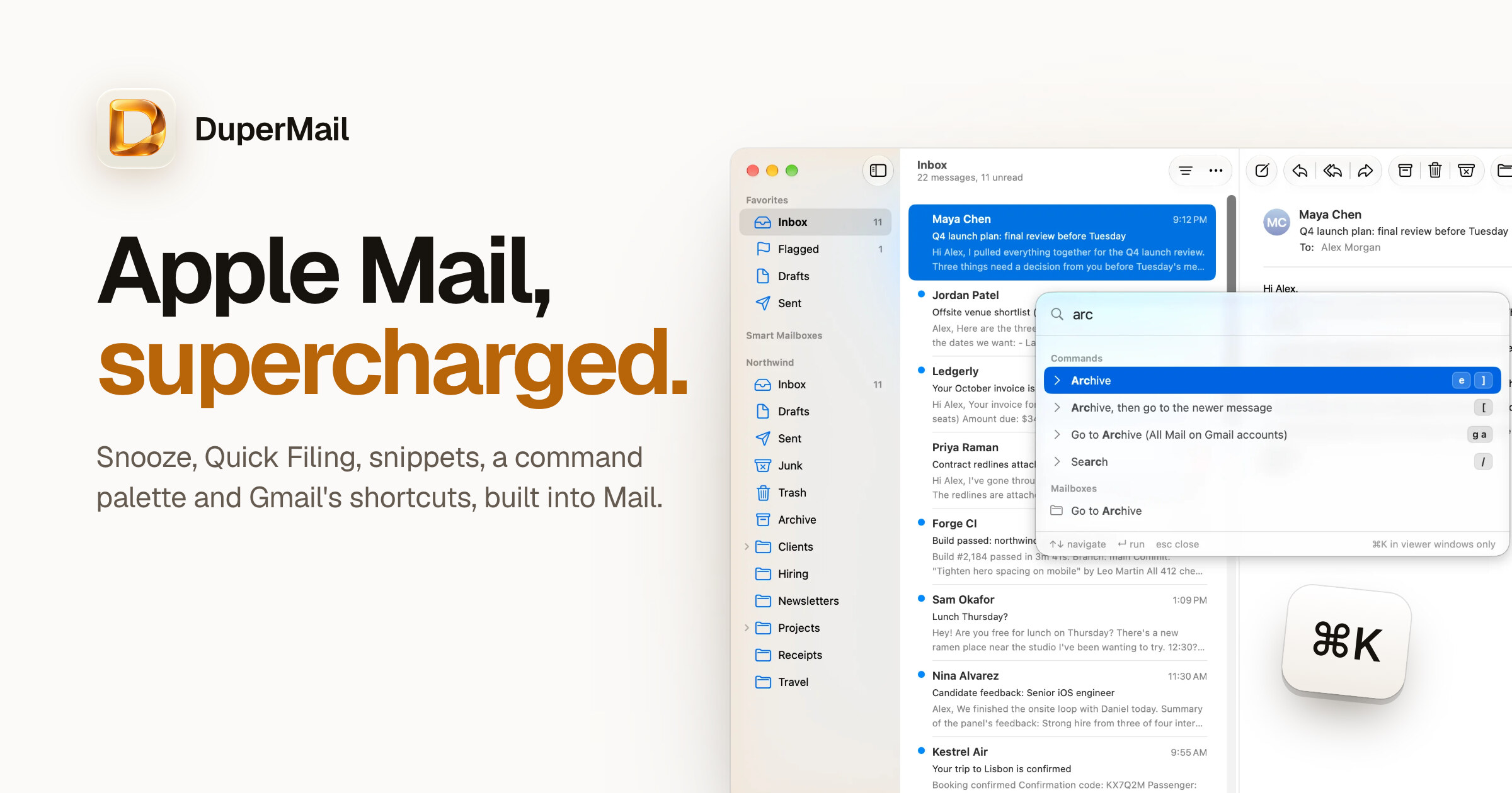 DuperMail: Gmail-подобные горячие клавиши для Apple Mail