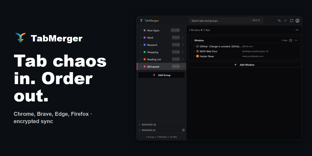 TabMerger v3: удобное управление вкладками в браузере