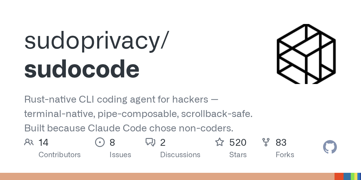 Sudo Code: Rust-native CLI coding agent for hackers — проект из VibeCoding ленты